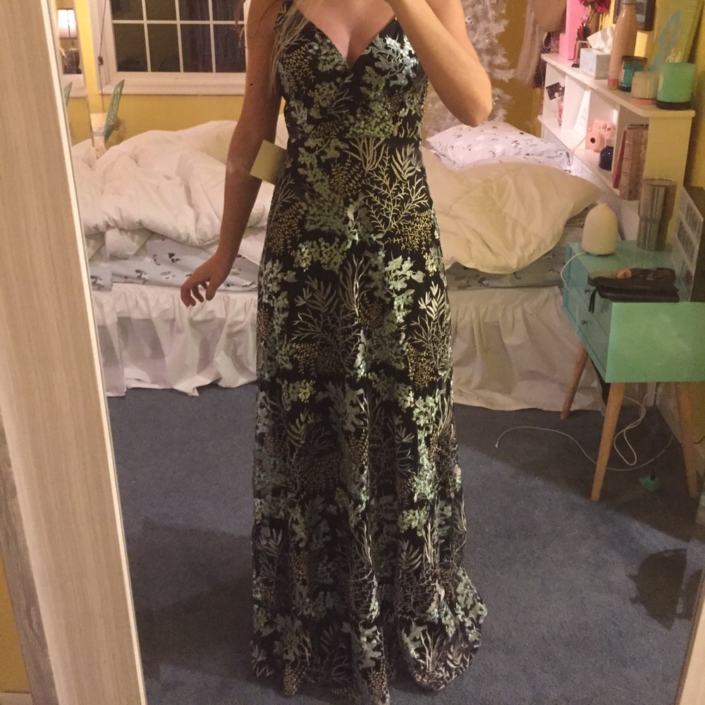 Lulus Night Bloom Embroidered Lace Maxi Dress